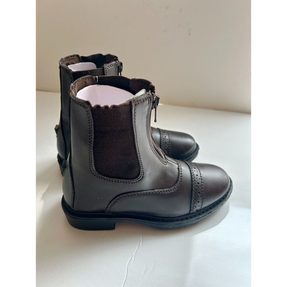 TuffRider Youth Starter Front Zip Paddock Boots, Brown, Little Kid 1